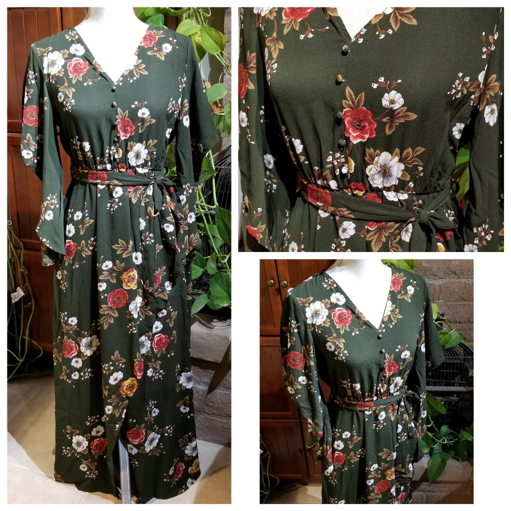 SALE! L LEFT! ποΈ Bohemian Front Wrap Floral Dress - Picture 3 of 12